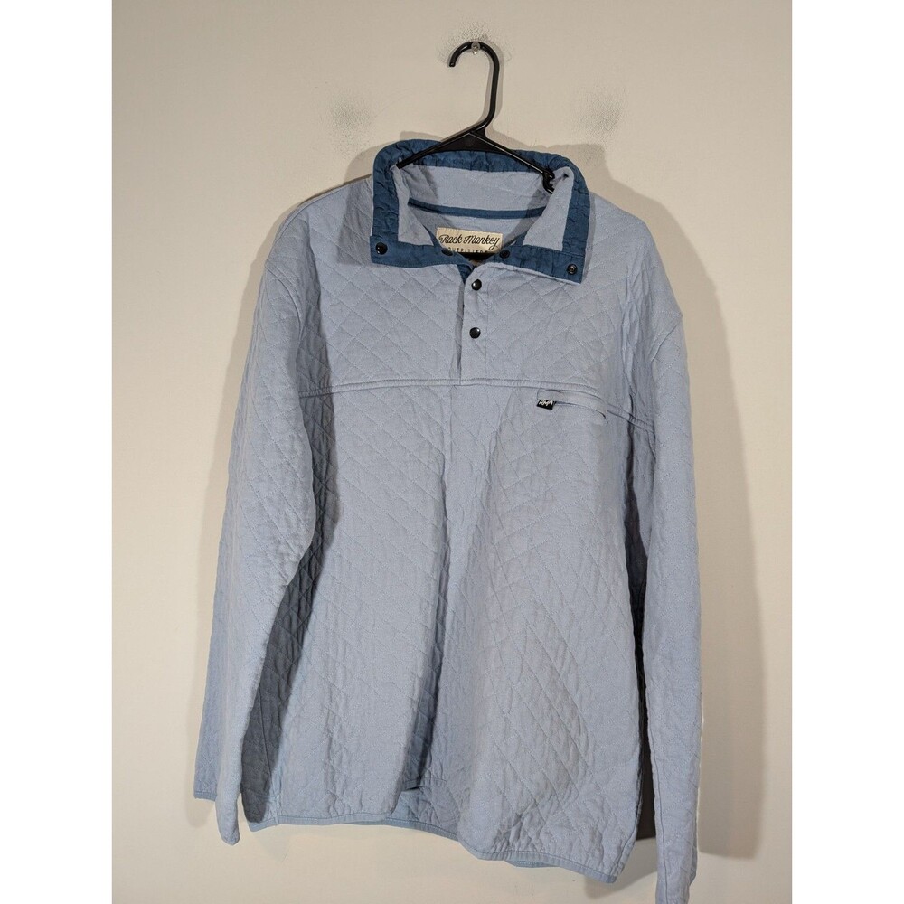 Rack Monkey Men Blue 1/4 Snap Quilted Pullover Jacket Sz XXL Outdoor‎ Hiking